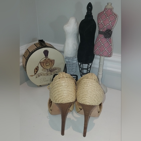 Report Signature Lucie 2 Raffia Straw Platform Sandals/Heels New with Flaws - Picture 9 of 9